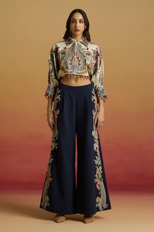 Chandrima Ivory Embroidered Kimono Bolero Jacket 