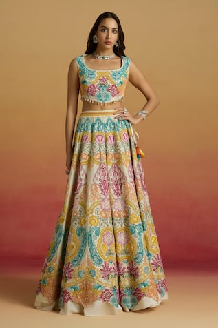 Chandrima Paisley Cord Work Embroidered Lehenga 