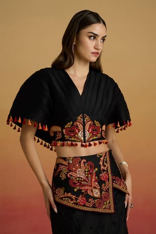 Chandrima Black Pleated Corset Top 