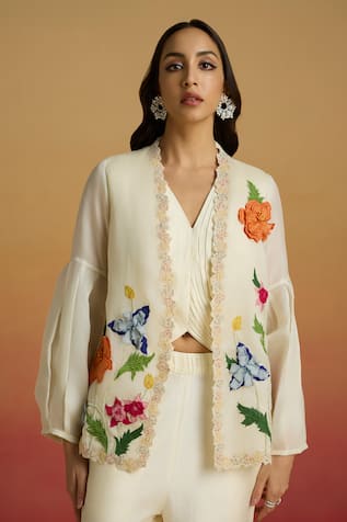 Chandrima 3D Floral Applique Embroidered Jacket 