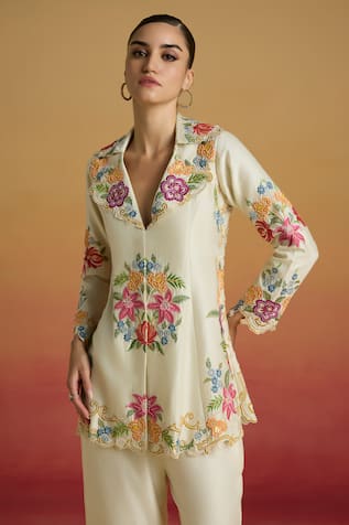 Chandrima Ivory Thread Work & Beadwork Jacket 