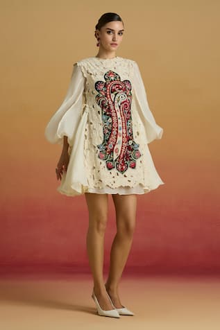 Chandrima Ivory Cutwork Layered Dress 