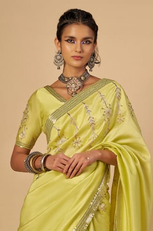 Gulabo By Abu Sandeep Chanderi Embroidered Saree Blouse 