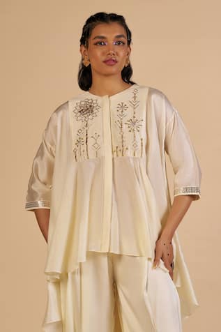Gulabo By Abu Sandeep Chanderi Embroidered Asymmetric Tunic 