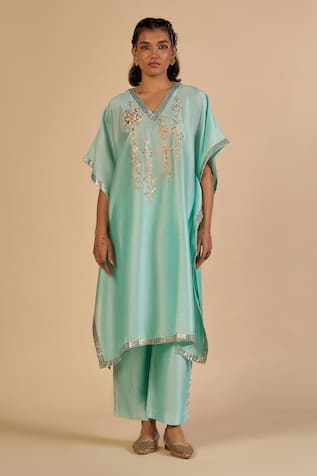 Gulabo By Abu Sandeep Embroidered Kaftan With Sequin Trim 