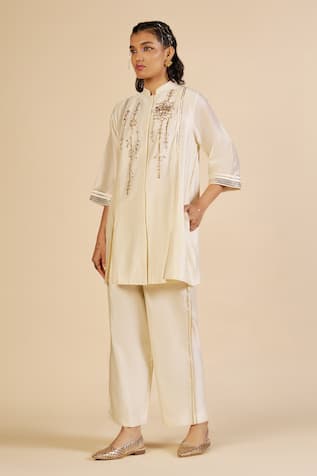 Gulabo By Abu Sandeep Chanderi Embroidered Straight Trouser 