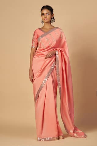 Gulabo By Abu Sandeep Chanderi Embroidered Saree With Sequin Border 