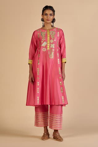 Gulabo By Abu Sandeep Chanderi Embroidered Striped Trouser 