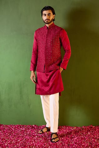 Shreyansh Designs Hridyanshu Embroidered Bundi & Kurta Set 