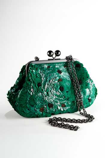 Nupur Kanoi Carmela Green Hand Embroidered Clutch 
