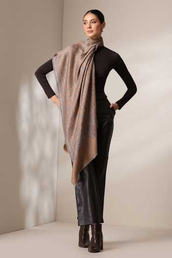 Dusala Pashmina Wool Silk Embroidered Stole 