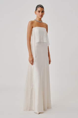 Aroka White Peony Lace Gown 