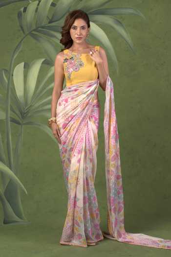Sandhya Shah Opulent Printed Pre-Draped Saree With Blouse 
