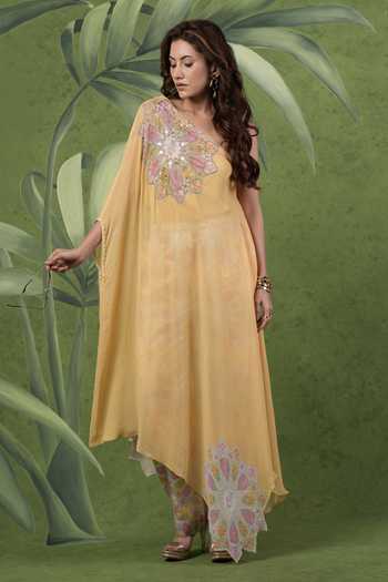 Sandhya Shah Chimeric Embroidered Kaftan & Pant Set 