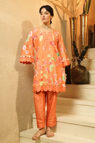Surabhi Arya Floral Printed Kurta & Striped Pant Set 