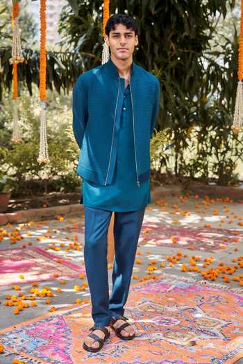 Philocaly Vyan Zari Work Bomber Jacket & Kurta Set 