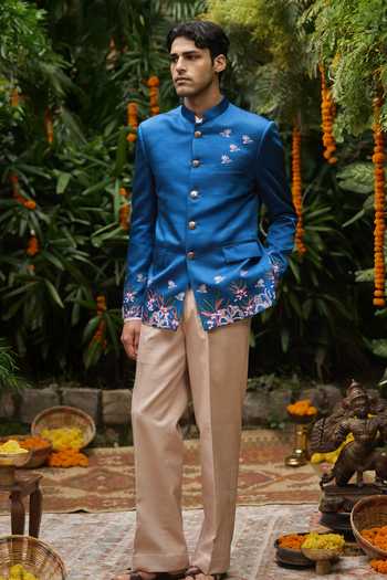 Philocaly Bagh Embroidered Bandhgala & Trouser Set 