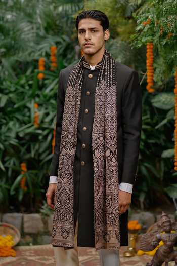 Philocaly Night Shade Placement Embellished Sherwani 