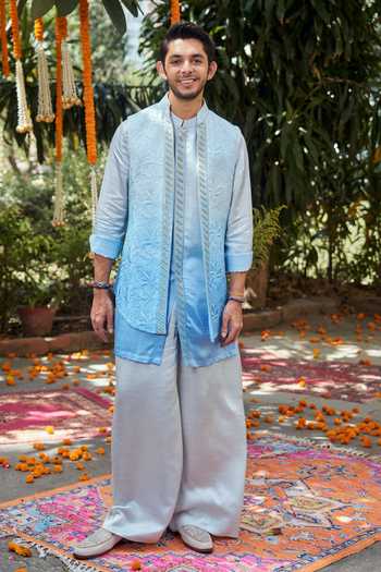 Philocaly Tarangin Ombre Embroidered Bundi Kurta Set 