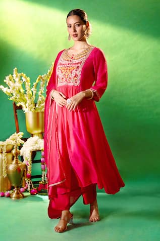 Samyukta Singhania Embroidered Yoke Anarkali Kurta Set 