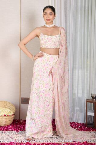 House Of Karmah Bloomdust Floral Print Bustier Skirt Set 