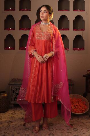 House Of Karmah Gulbahar Embroidered Anarkali Set 