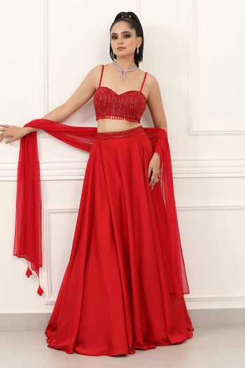Omal Sindwani Scarlet Flame Lehenga Set 