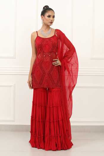 Omal Sindwani Scarlet Royale Kurta Gharara Set 