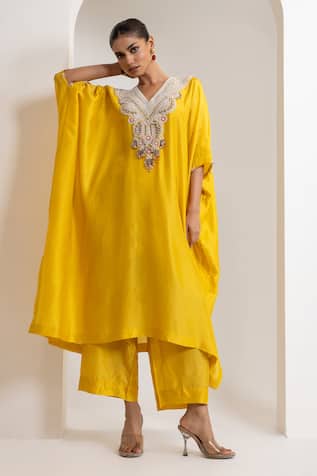 Oshi By Shikha Silk Kaftan & Pant Set 