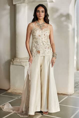 Paulmi And Harsh Hand Embroidered Corset Kurta With Palazzo 