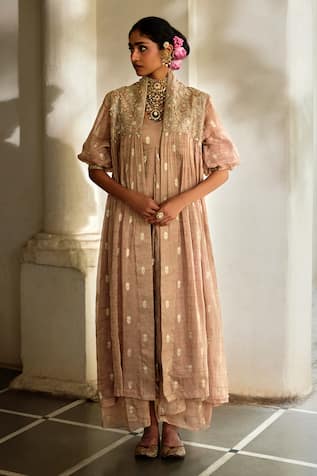 Paulmi And Harsh Floral Woven Tunic With Jacket 