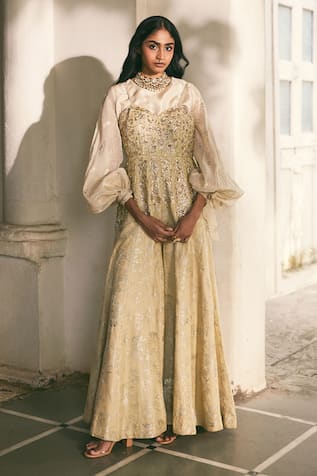 Paulmi And Harsh Zardozi Embroidered Jumpsuit With Shirt 