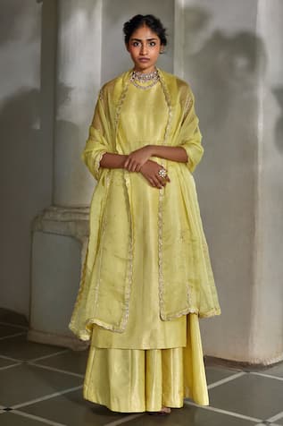 Paulmi And Harsh Floral Woven Kurta Palazzo Set 