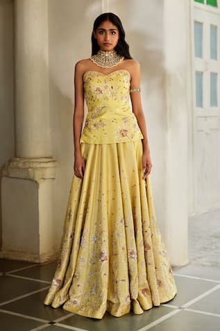 Paulmi And Harsh Zardozi Embroidered Corset & Skirt Set 