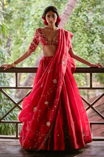 Paulmi And Harsh Zardozi Hand Embroidered Lehenga Set 