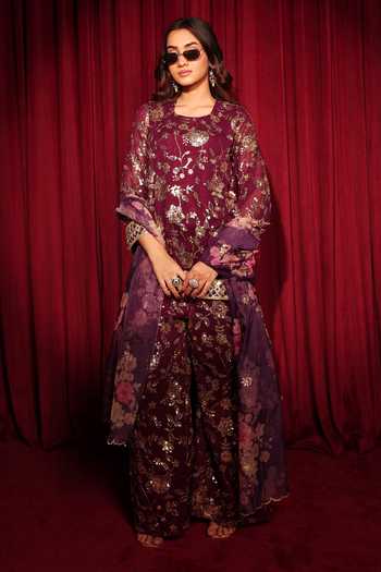 Tasuvure Indes Zaira Zardozi Embroidered Kurta & Sharara Set 