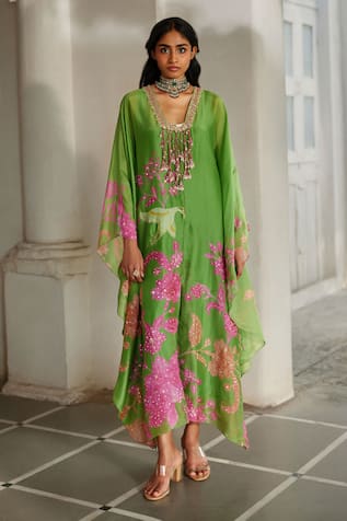 Paulmi And Harsh Flower Print Kaftan 