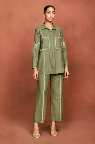 Sue Mue Sufi Embroidered Top & Pant Set 