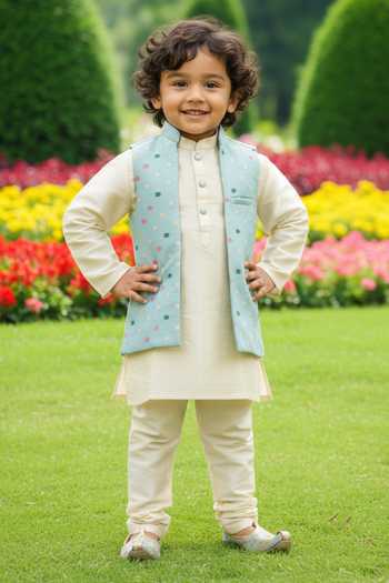 Maaikid Floral Pattern Bundi Kurta Set 