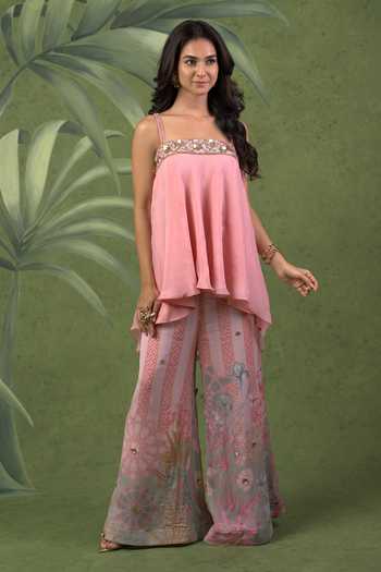 Sandhya Shah Asymmetric A-Line Top & Palazzo Set 
