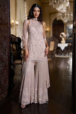 Seema Gujral Mauve Sequin Embroidered Sharara Set 
