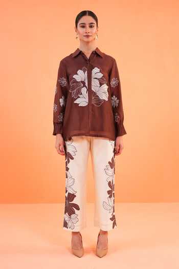 Origani Applique & Resham Work Shirt With Pant 