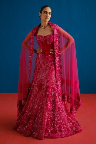 Mishru Audrey Floral Embroidered Corset Lehenga Set 