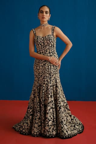 Mishru Evelyn Floral Embroidered Gown 