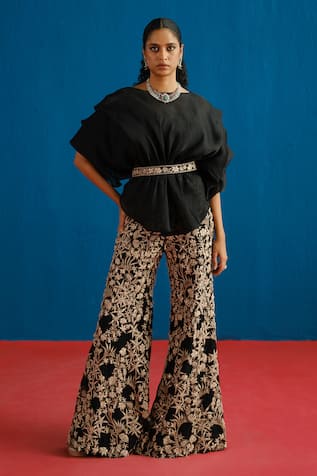 Mishru Elin Organza Ruffled Top Pant Set 