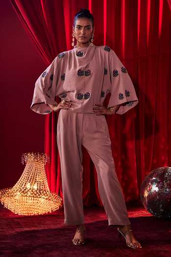 House Of Fett Diadem Embroidered Top & Pant Set 