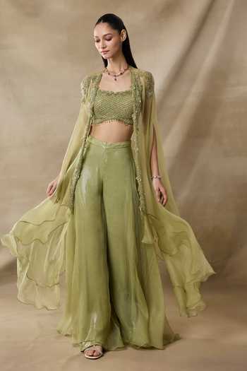 Awigna Iris Embroidered Cape Sharara Set 