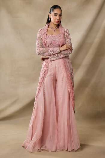 Awigna Juno Floral Embroidered Cape Sharara Set 