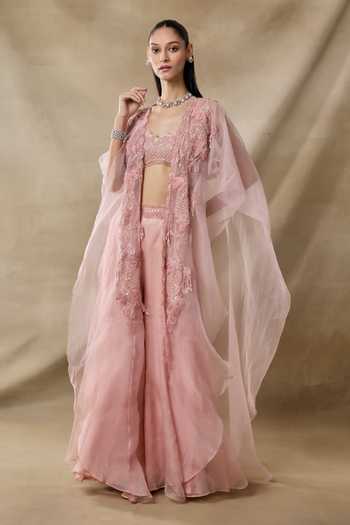 Awigna Leto Embroidered Cape Sharara Set 