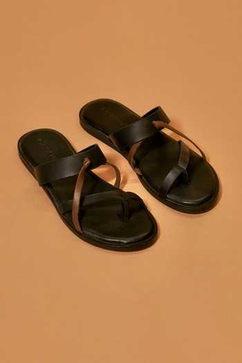Dmodot Pelle Nera Slippers 